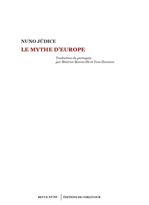 Le mythe d'Europe - Nuno Judice