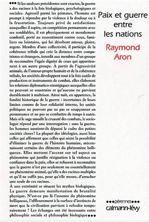 Paix et guerre entre les nations - Raymond Aron