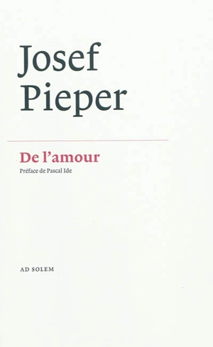 De l'amour - Josef Pieper