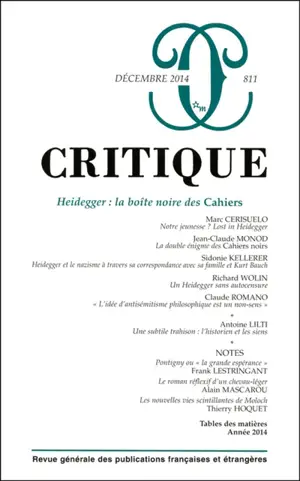 Critique, n° 811. Heidegger : la boîte noire des Cahiers