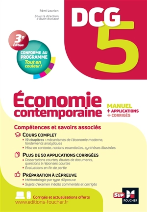 DCG 5, économie contemporaine : manuel + applications + corrigés - Rémi Leurion