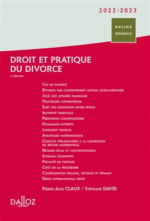 Droit et pratique du divorce 2022-2023 - Pierre-Jean Claux