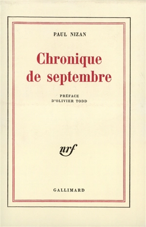 Chronique de septembre - Paul Nizan