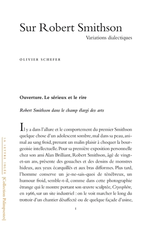 Sur Robert Smithson : variations dialectiques - Olivier Schefer