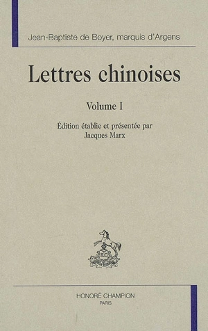 Lettres chinoises - Jean-Baptiste de Boyer Argens