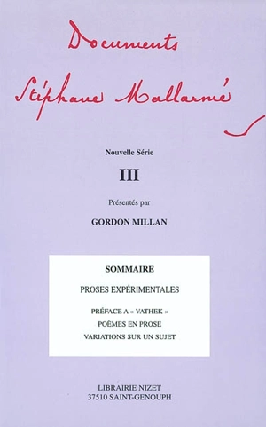 Documents Stéphane Mallarmé : nouvelle série. Vol. 3 - Stéphane Mallarmé