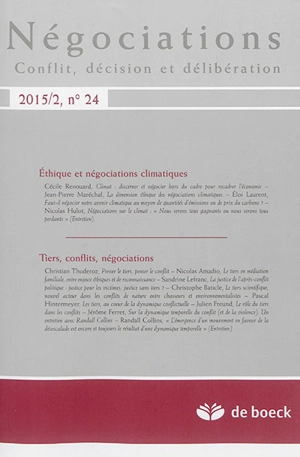 Négociations, n° 2 (2015). Ethique et négociations climatiques