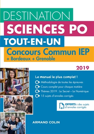 Destination Sciences Po : tout-en-un : concours commun IEP + Bordeaux + Grenoble 2019 - Dimitri Delarue