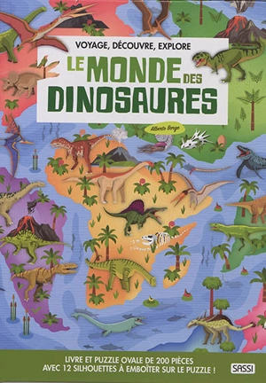 Voyage, découvre, explore. Le monde des dinosaures : livre et puzzle ovale de 200 pièces : avec 12 silhouettes à emboîter sur le puzzle ! - Irena Trevisan