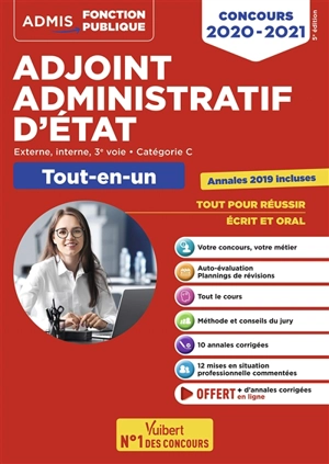 Adjoint administratif d'Etat : externe, interne, 3e voie, catégorie C : tout-en-un, concours 2020-2021 - Dominique Herbaut