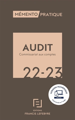 Audit, commissariat aux comptes 2022-2023 - Editions Francis Lefebvre