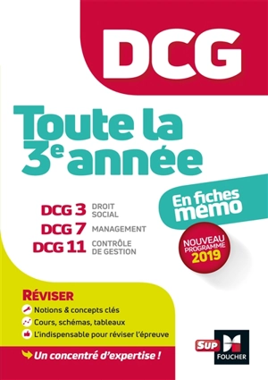 DCG, toute la 3e année : en fiches mémo : nouveau programme 2019