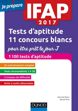 IFAP 2017, tests d'aptitudes : 11 concours blancs pour être prêt le jour J : 1.100 tests d'aptitude - Bernard Myers