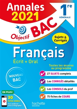 Français écrit + oral 1re générale : annales 2021, sujets & corrigés : nouveau bac - Isabelle de Lisle