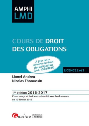 Cours de droit des obligations : 2016-2017 - Lionel Andreu