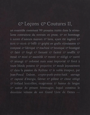 Et leçons & coutures. Vol. 2 - Jean-Pascal Dubost