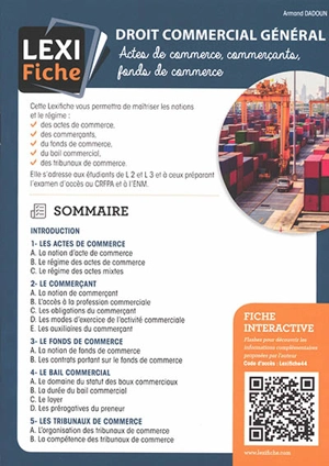 Droit commercial général : actes de commerce, commerçants, fonds de commerce - Armand Dadoun