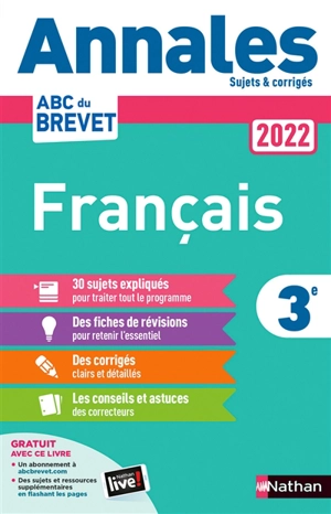 Français 3e : annales 2022 - Thomas Bouhours