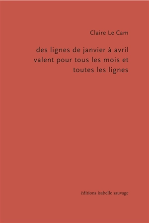 Des lignes de janvier à avril valent pour tous les mois et toutes les lignes - Claire Le Cam