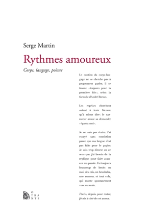 Rythmes amoureux : corps, langage, poème - Serge Martin