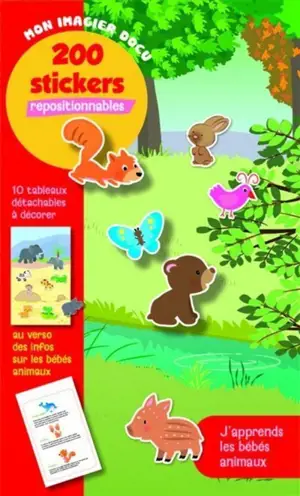 J'apprends les bébés animaux : mon imagier docu : 200 stickers repositionnables