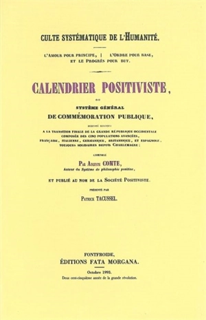 Calendrier positiviste - Auguste Comte