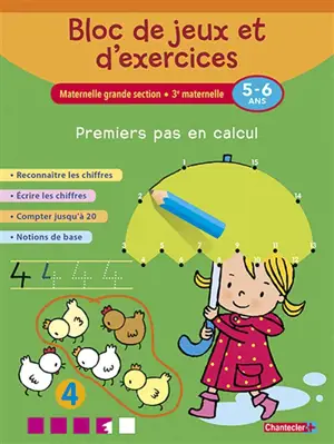 Bloc de jeux et d'exercices, maternelle grande section, 3e maternelle, 5-6 ans : premiers pas en calcul - Anita Engelen
