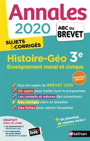 Histoire géographie, enseignement moral et civique 3e : annales 2020, sujets & corrigés : nouveau brevet - Grégoire Pralon