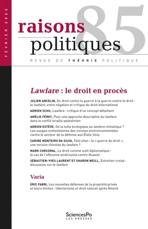 Raisons politiques, n° 85. Lawfare : le droit en procès