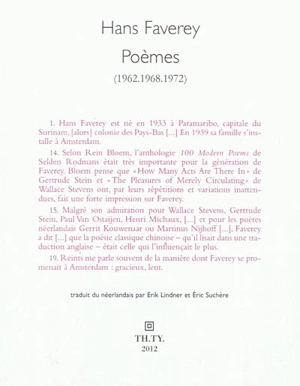 Poèmes : 1962, 1968, 1972 - Hans Faverey