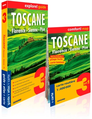 Toscane : Florence, Sienne, Pise : 3 en 1, guide + atlas + carte - Kamila Kowalska