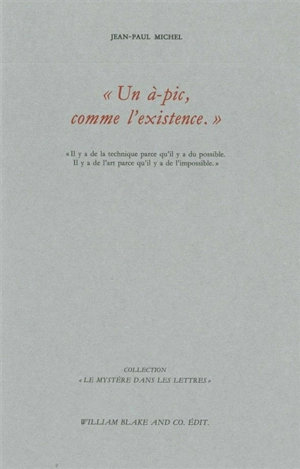 Un à-pic, comme l'existence - Jean-Paul Michel