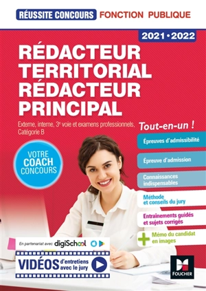 Rédacteur territorial, rédacteur principal 2021-2022 : concours externe, interne, 3e voie et examens professionnels, catégorie B : tout-en-un ! - Brigitte Le Page