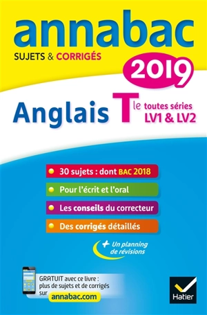 Anglais terminale toutes séries, LV1 & LV2 : 2019 - Jeanne-France Rattier