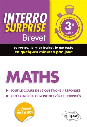 Maths 3e, cycle 4 : tout le cours en 63 questions-réponses, 200 exercices chronométrés et corrigés - Cédric Bertone