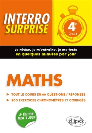 Maths 4e, cycle 4 : tout le cours en 66 questions-réponses, 200 exercices chronométrés et corrigés - Cédric Bertone