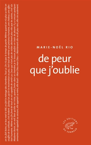 De peur que j'oublie - Marie-Noël Rio