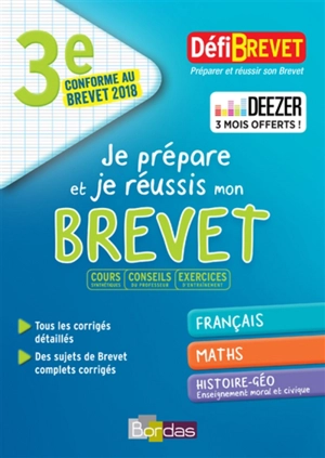 Je prépare et je réussis mon brevet 3e : français, maths, histoire géo, enseignement moral et civique : conforme au brevet 2018 - Thomas Gargallo