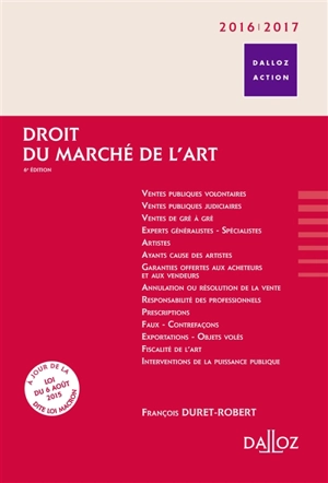 Droit du marché de l'art : 2016-2017 - François Duret-Robert