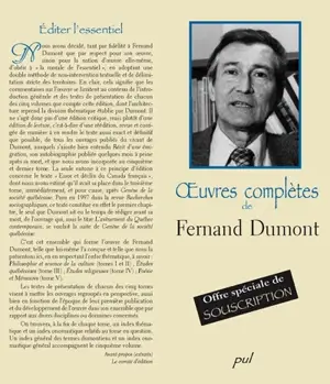 Oeuvres complètes de Fernand Dumont - Fernand Dumont