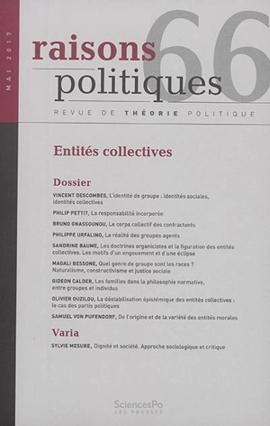 Raisons politiques, n° 66. Entités collectives