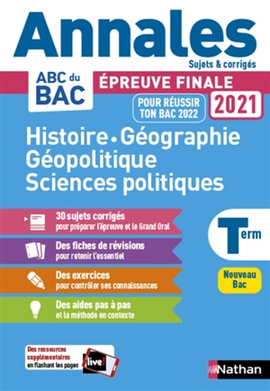 Histoire géographie, géopolitique, sciences politiques terminale : épreuve finale 2021 : nouveau bac