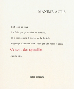 Ce sont des apostilles - Maxime Actis