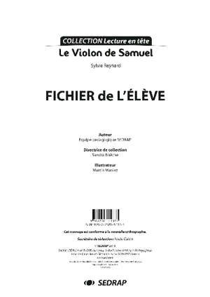 Le violon de Samuel, Sylvie Reynard : fichier de l'élève - Société d'édition et de diffusion pour la recherche et l'action pédagogique