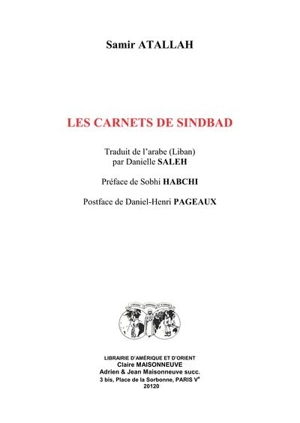 Les carnets de Sindbad - Samir Atallah