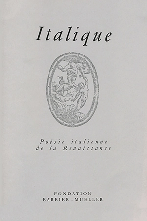 Italique, poésie italienne de la Renaissance, n° 15