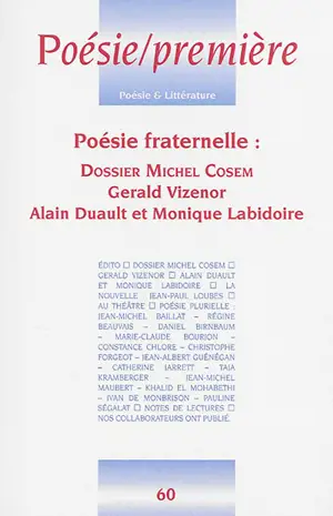 Poésie première, n° 60. Dossier Michel Cosem