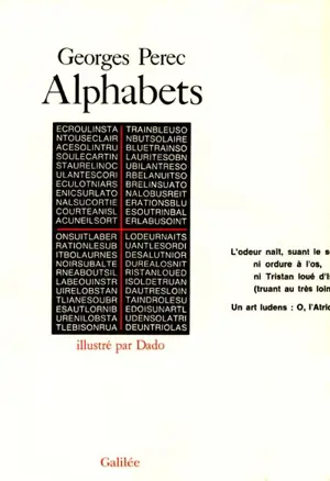 Alphabets : cent soixante-seize onzains hétérogrammatiques - Georges Perec