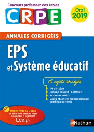 EPS et système éducatif : annales corrigées CRPE : oral 2019 - Sébastien Mounié