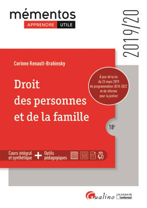 Droit des personnes et de la famille : 2019-2020 - Corinne Renault-Brahinsky